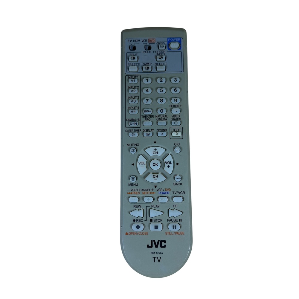 JVC TV Remote Control RM-C13G Grey Multi-Device VCR DVD